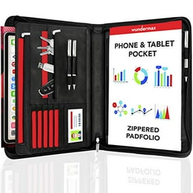 Black Resume Portfolio // Business Portfolio with Secure Zippered Closure 10.1 Inch Tablet Sleeve 8.5 x11 Writing Pad Samsill Professional Padfolio